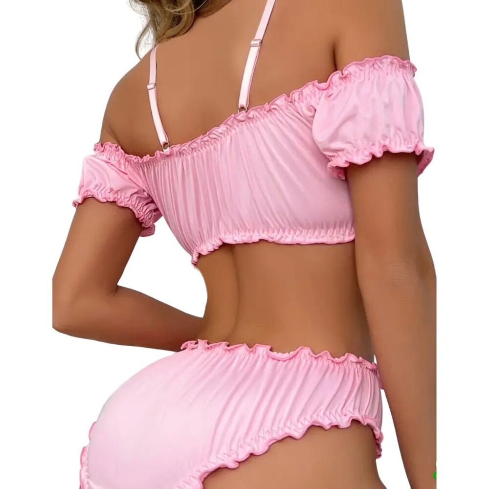 Bra and Panty Lingerie Sleepwear Set*Pink*Sissy*Crossdresser*Large*New in Pkg - Picture 2 of 16